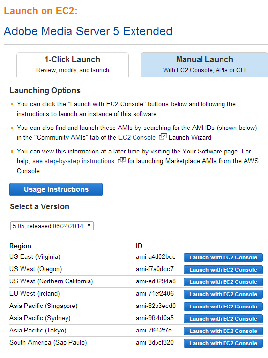 Launch an instance of Adobe Media Server