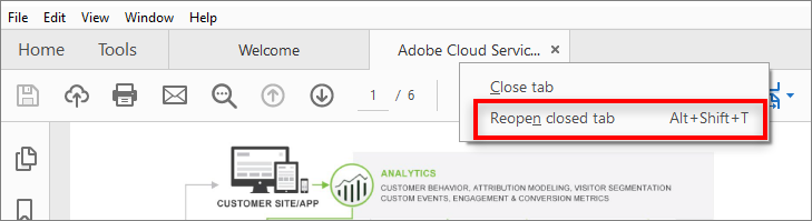 إعادة فتح علامة التبويب المغلقة