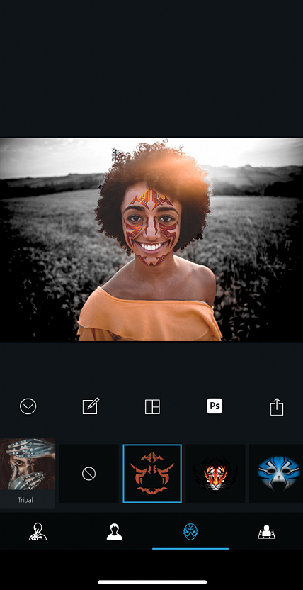 استخدام Adobe Photoshop Express على الأجهزة المحمولة العاملة بنظام Ios وandroid وwindows