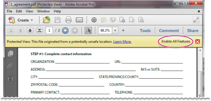تعبئة النماذج في Adobe Acrobat Reader