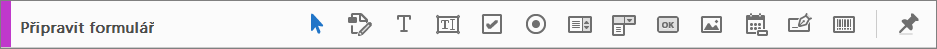 Příprava panelu nástrojů Formulář