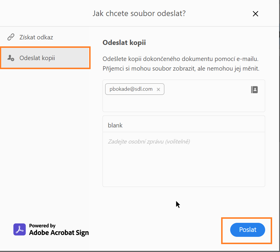 Odešlete kopii vyplněného a podepsaného formuláře