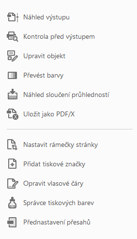 Nástroje pro tiskovou produkci v aplikaci Acrobat
