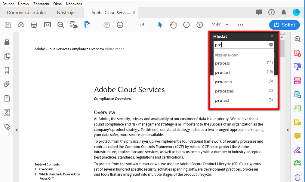Vyhledávání při psaní