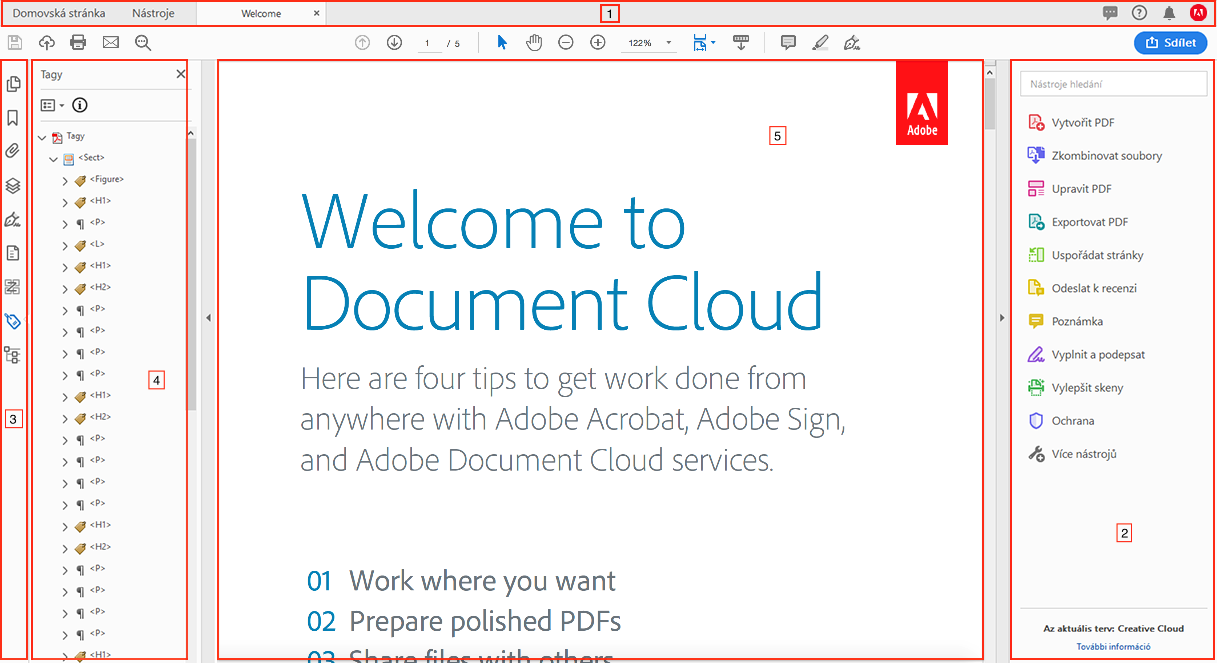 Nové kontejnery VoiceOver v zobrazení dokumentu
