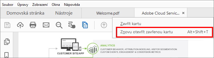 Opětovné otevření zavřené karty