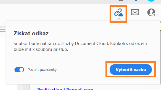 Vytvořit odkaz pro sdílení souboru