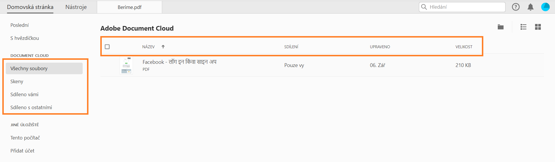 Soubory služby Document Cloud