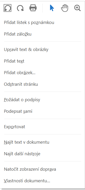 Nové možnosti kontextové nabídky