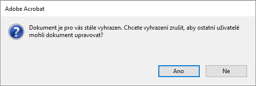 Výzva k uvolnění vyhrazení