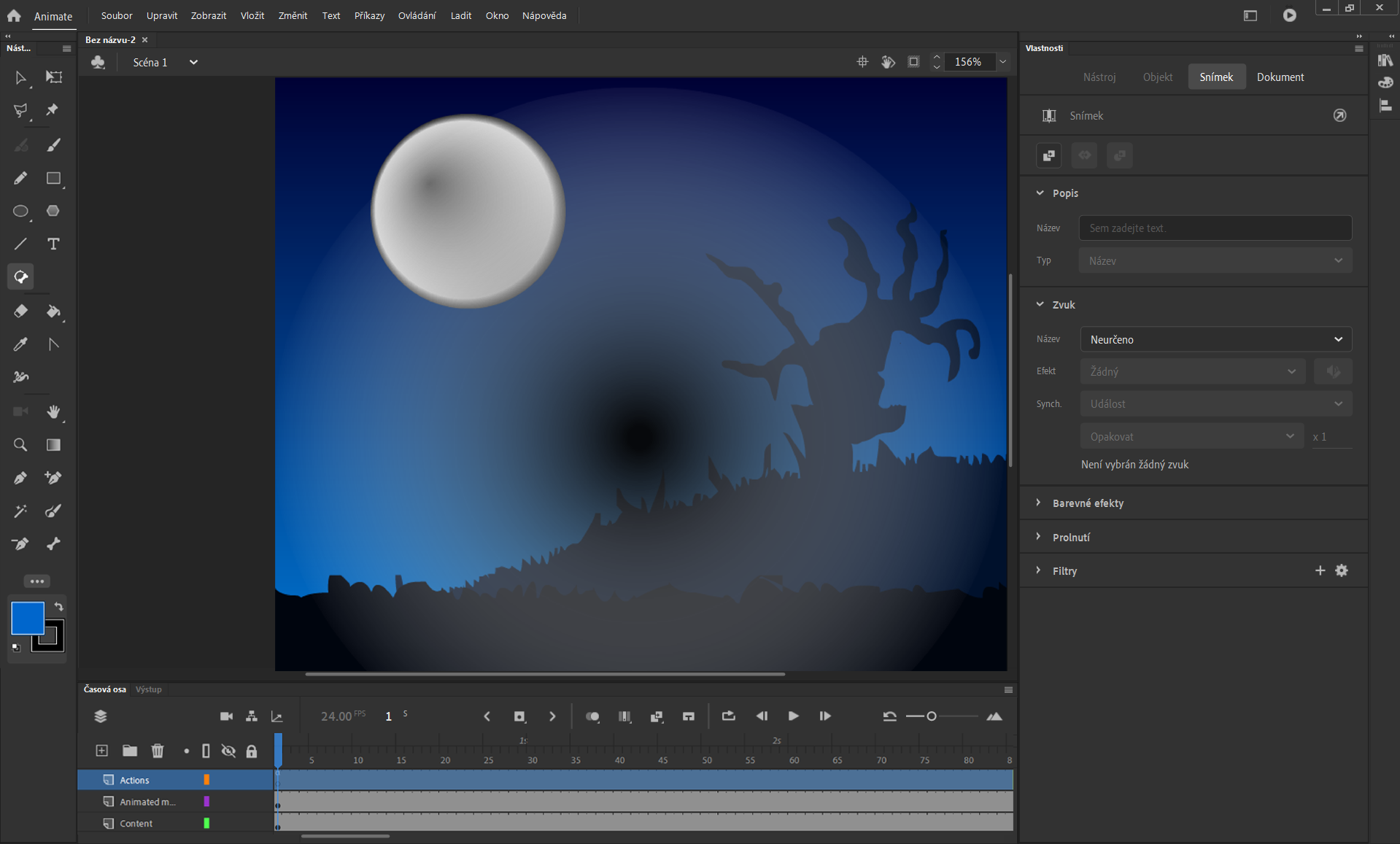 Moderní uživatelské rozhraní aplikace Animate