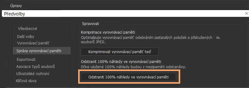 Vymazat 100% náhledy