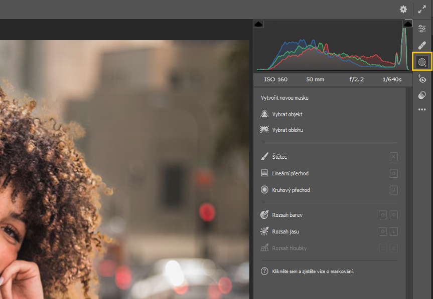 Maskování v aplikaci Camera Raw