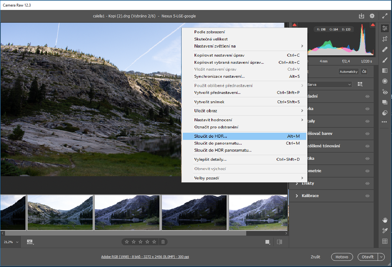 Sloučení HDR panoramatu
