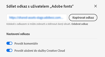Změna nastavení odkazu
