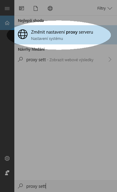 Konfigurace nastavení proxy serveru pro práci s knihovnami v systému Windows 10 – Krok 1