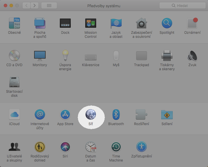 Konfigurace proxy serverů v systému Mac OS pro práci s knihovnami – Krok 2