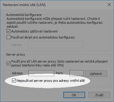 Konfigurace proxy serveru pro práci s knihovnami v systému Windows 7 – Krok 4
