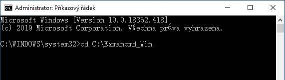 Přechod do umístění složky obsahující rozbalené soubory