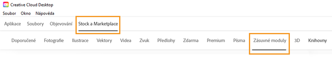 Vyberte možnost Doplňky