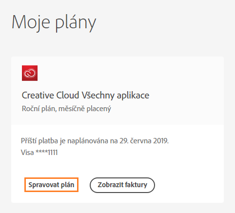 Odkaz Spravovat plán