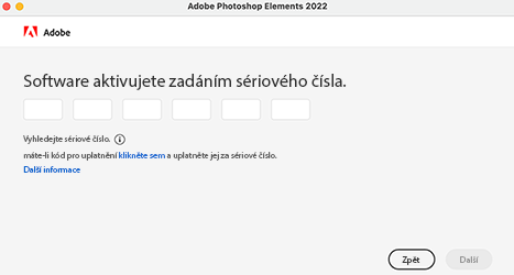 Zadejte sériové číslo