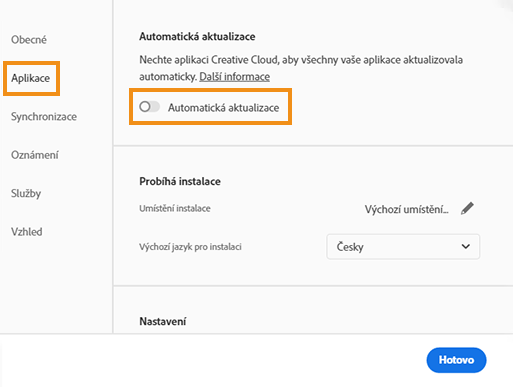 Povolení automatické aktualizace