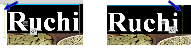 Živá vodítka napravo a nalevo od elementu, na kterém máte umístěný kurzor