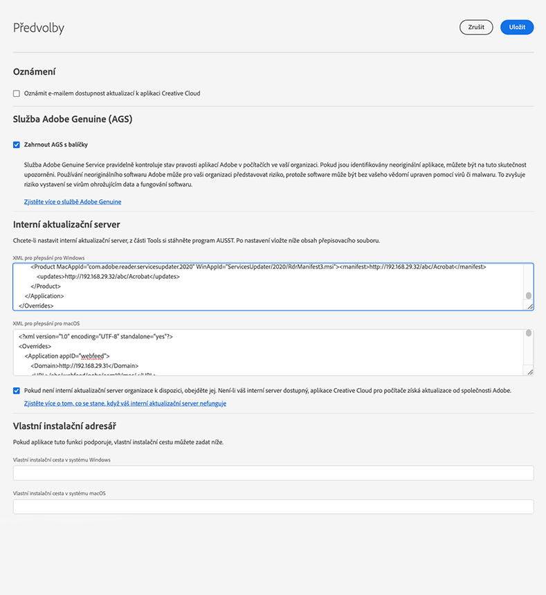 Předvolby balíčků