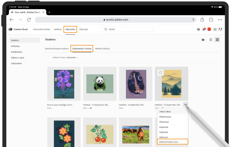 Historie verzí Fresco na webu
