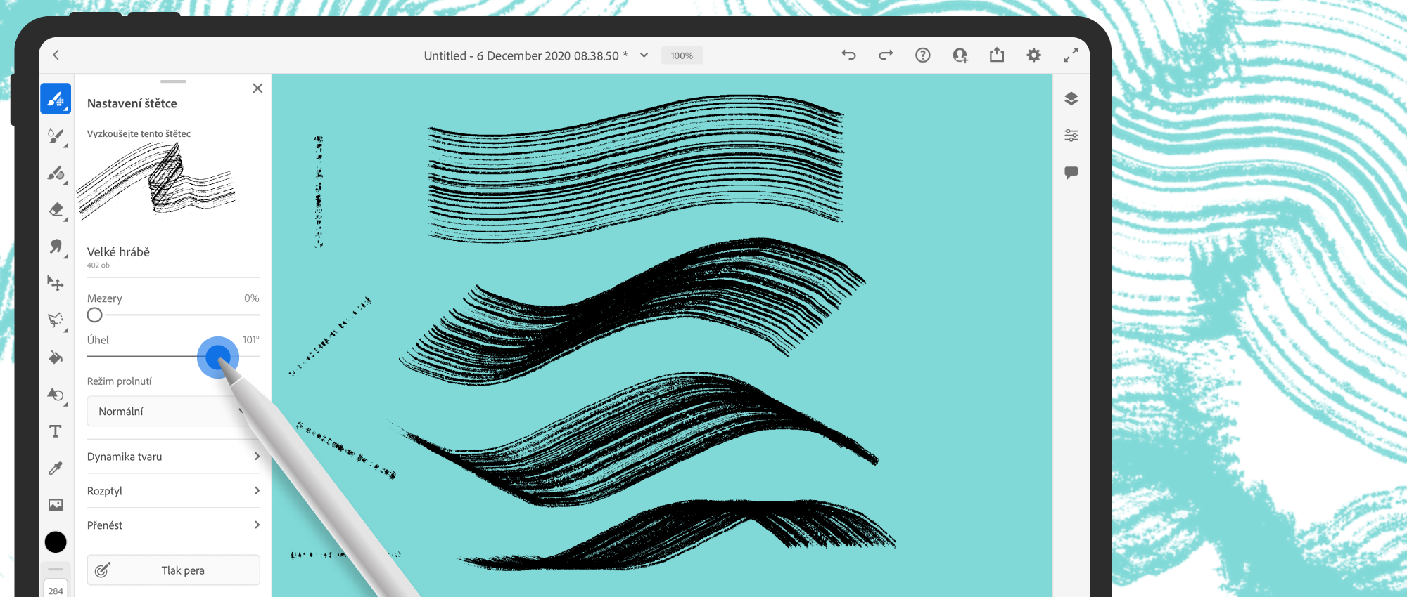Lepší ovládání úhlu pixelového štětce