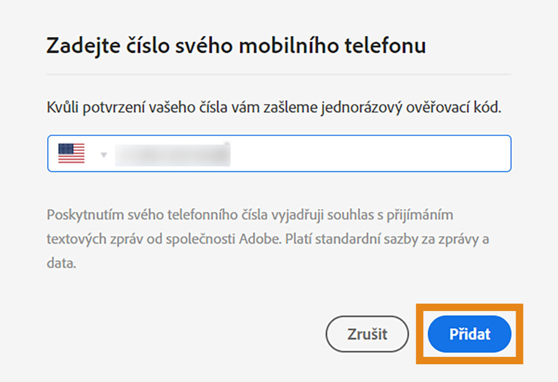 Potvrďte, že chcete povolit zasílání textových upozornění (zpráv SMS) na mobilní telefon