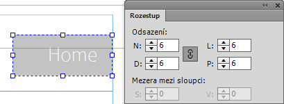 Na panelu Rozestup nakonfigurujte nastavení odsazení a mezer mezi sloupci.