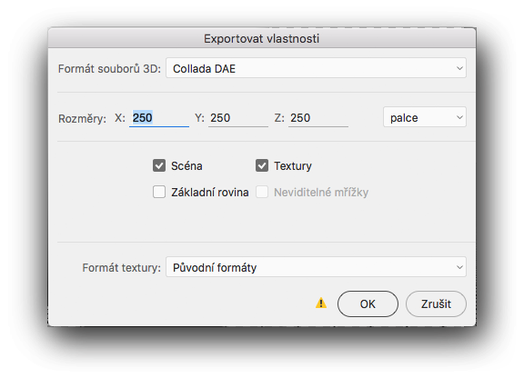 Export 3D vrstev v aplikaci Photoshop