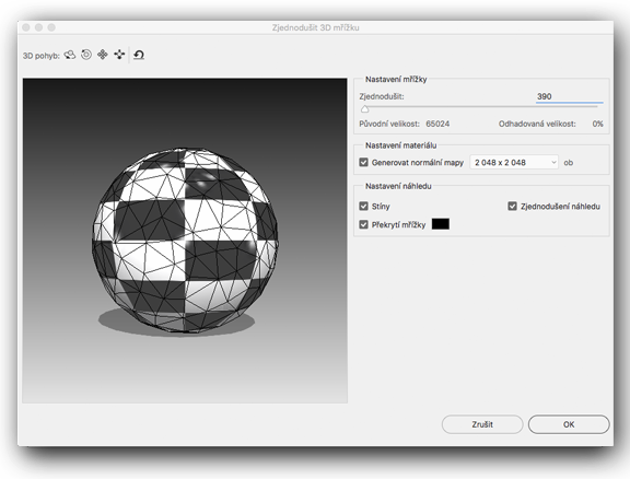 Náhled změn zjednodušení mřížky v aplikaci Photoshop