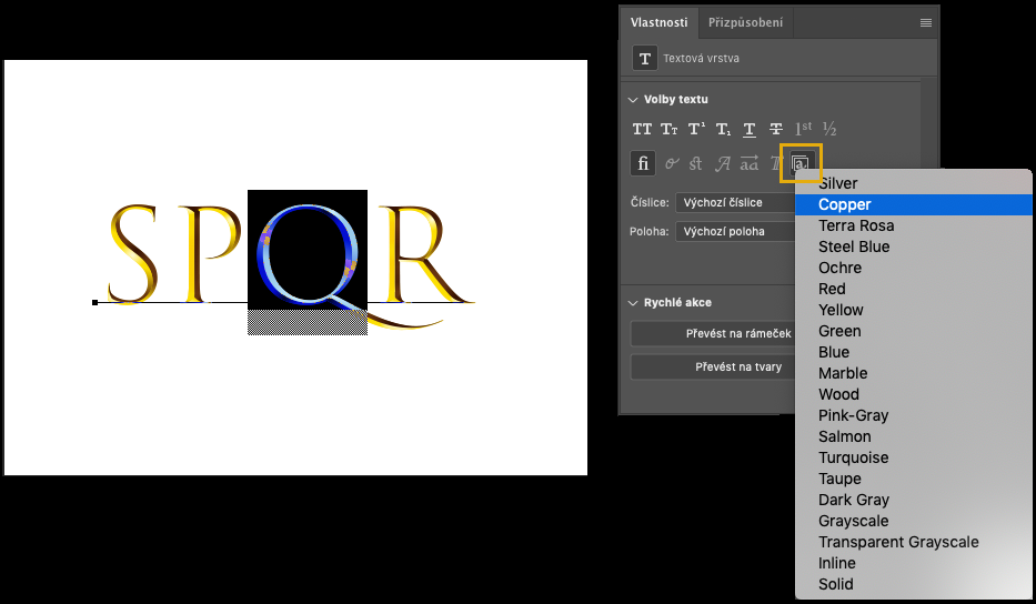 Stylistické sady pro písma OpenType 