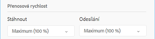 Možnost Přenosová rychlost