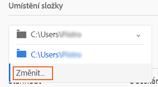 Změna umístění složky