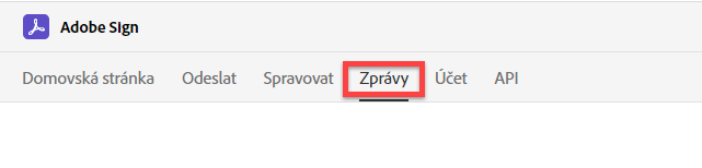 Hlavička služby Adobe Sign