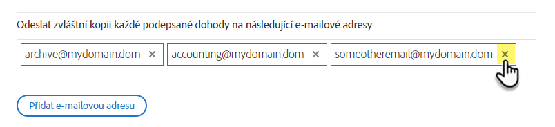 Nakonfigurovaný e-mail archivu