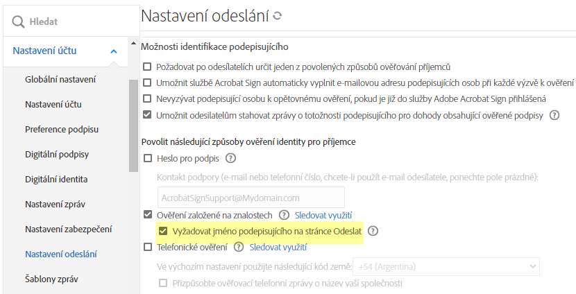 Nastavení KBA