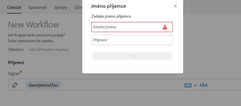 Vlastní pracovní postupy nejsou podporovány