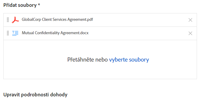 Přidat soubory podle potřeby