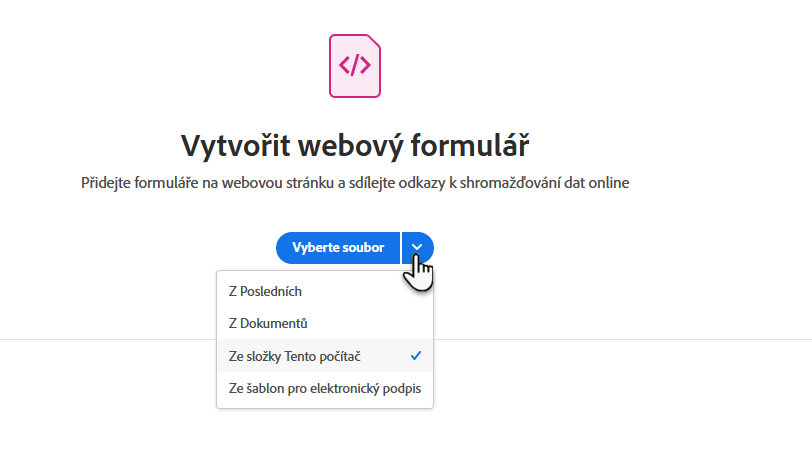 Výběr souboru pro webový formulář