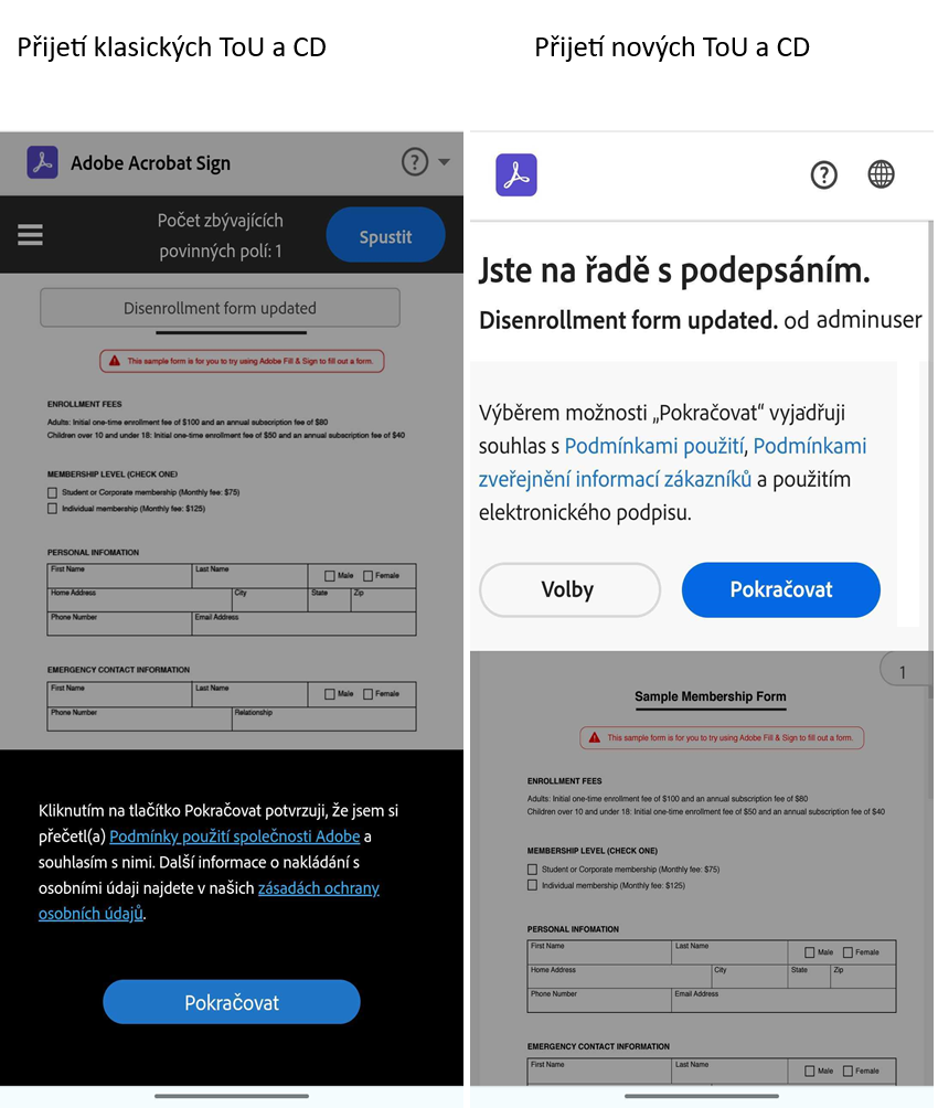 Nové prostředí pro příjemce na mobilním zařízení