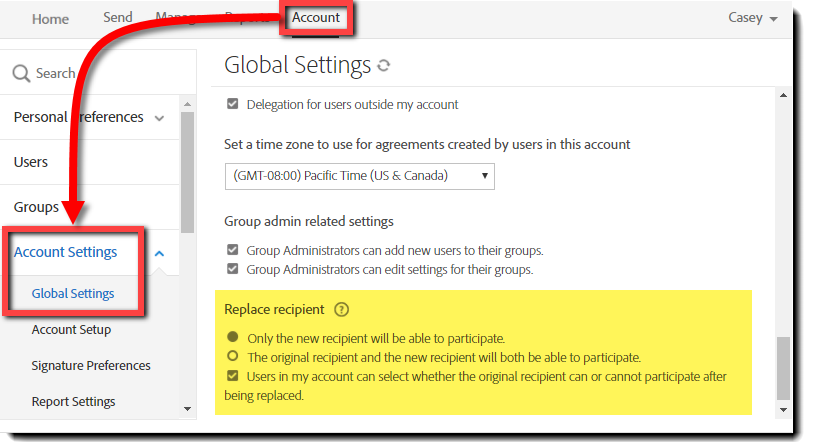 Nahradit rozhraní pro správu příjemců