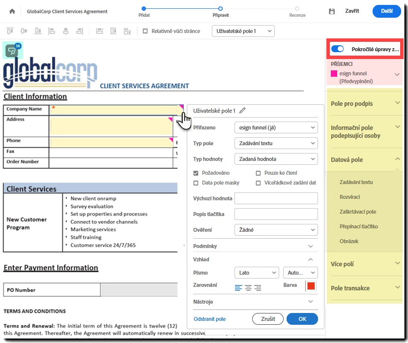 Pokročilé vytváření