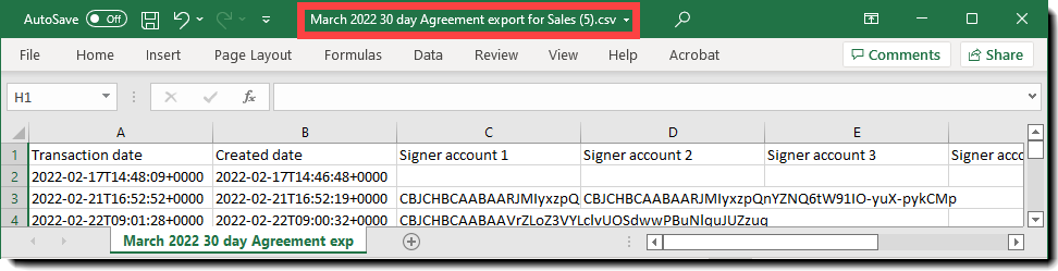 Stažený soubor CSV