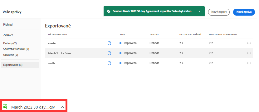 Stažení souboru CSV