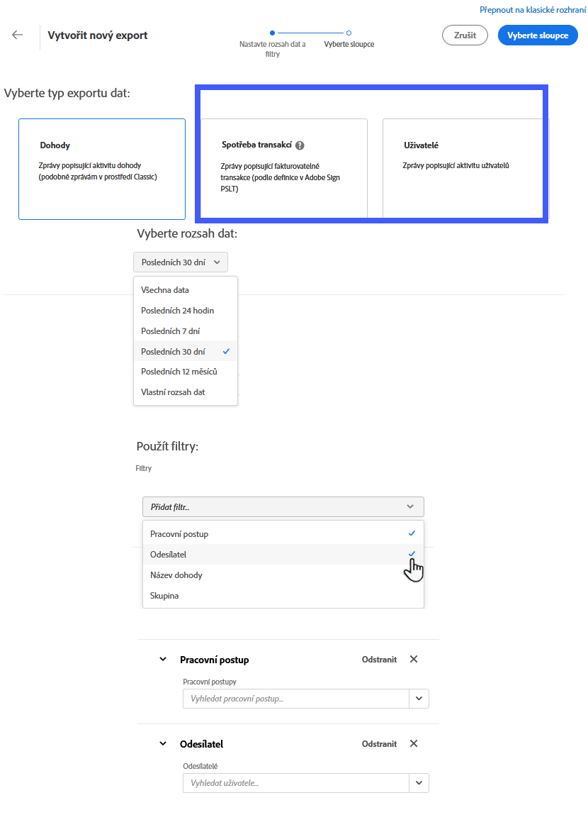 Filtry kalendářních dat a objektů
